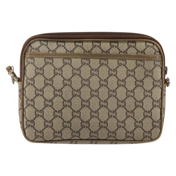 GUCCI GG Plus Supreme Shoulder Bag PVC Leather Beige Gold Auth BA6237 - Picture 2 of 16